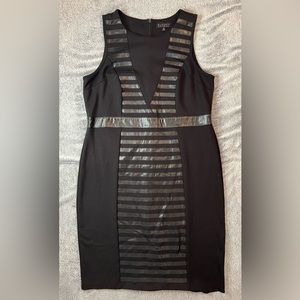 Eloquii Sleeveless Sheath Dress with Faux Leather Elements